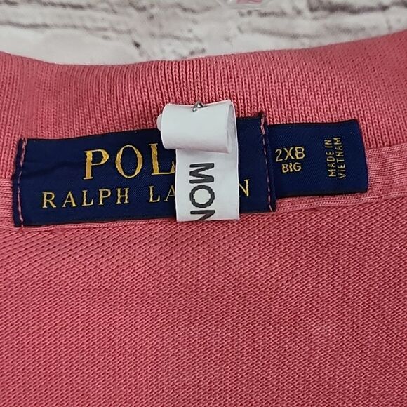 POLO Ralph Lauren 2XB Dusty Rose Pique Polo Men's Big & Tall Shirt Short Sleeves - Picture 5 of 7